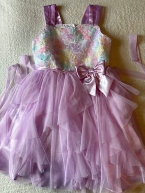 Jona Michelle Lavender Floral Tulle Party Dress, size 8